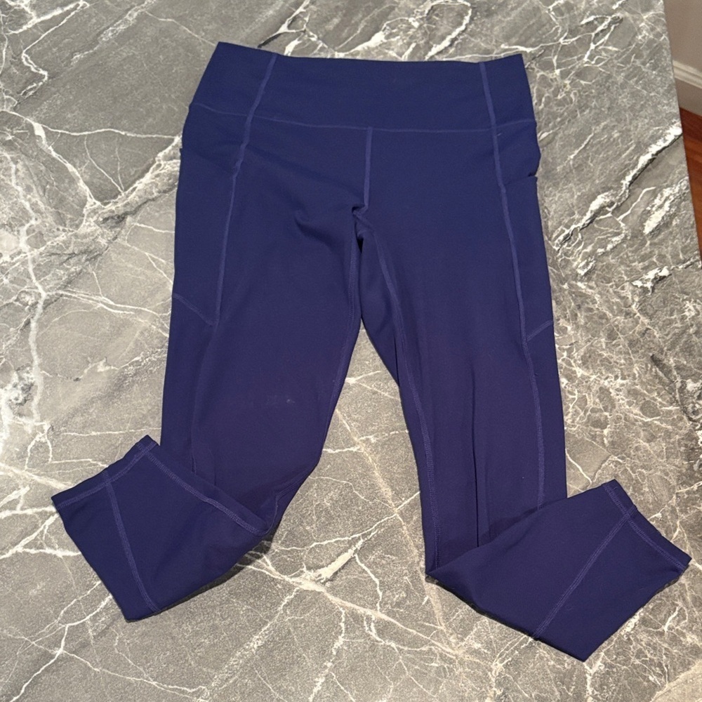 Fabletics High-Waisted PowerHold Leggings W/ Side Pockets | Navy | Size M